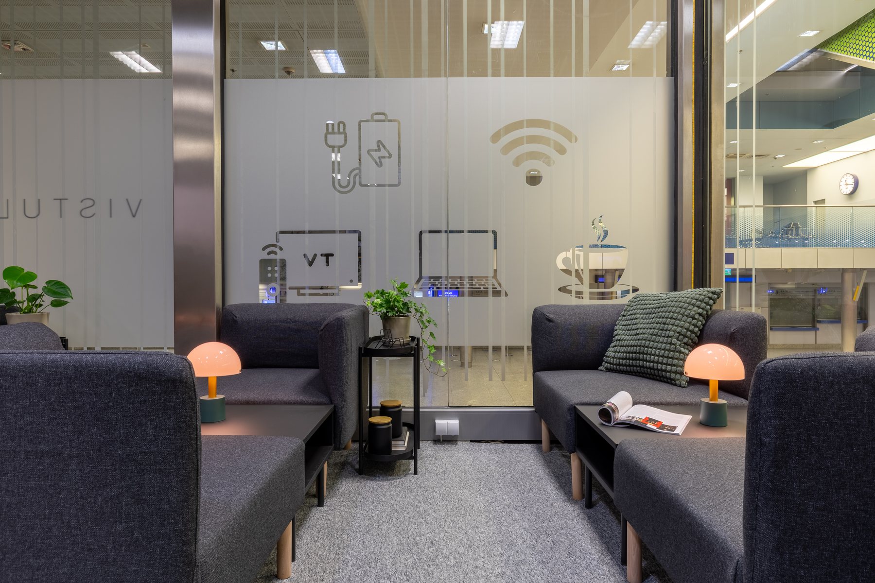 Quiet seating area inside Vistula Lounge